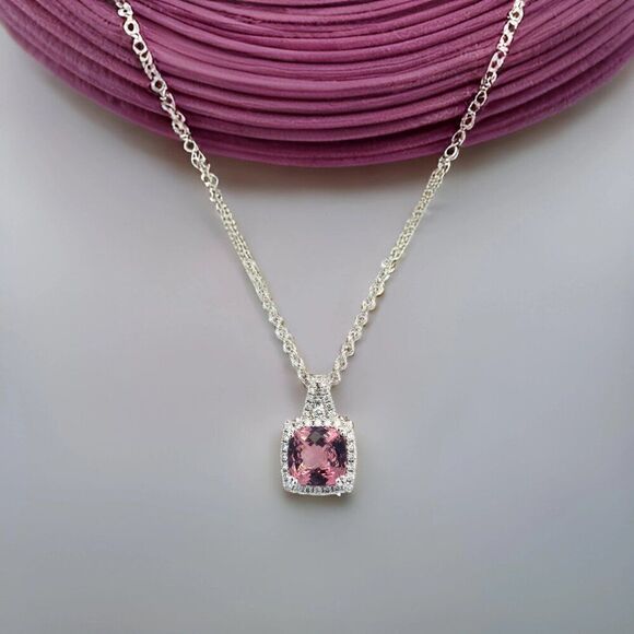 Diamond Rubellite Tourmaline Necklace 5.47 CT 18k Gold Certified $5,590 921150 - Picture 9 of 17